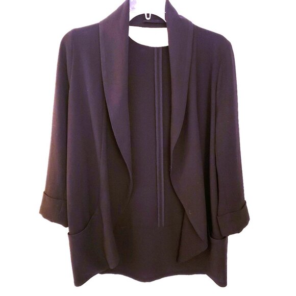 Wilfred Chevalier Black Open Front  Cardigan Jacket Pockets Size 8 EUC - Picture 5 of 11